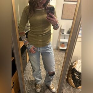 We the Free Olive Green Knit Top